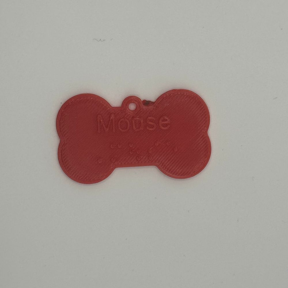 Print and Braille Dogbone Dog Tag